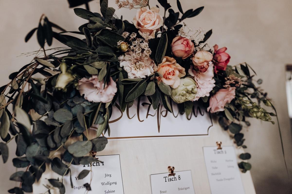 Akzent Deko für den Tischplan - Blumengirlande