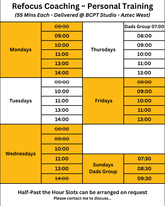 Bristol Dads Personal Training Schedule in Private Gym Aztec West