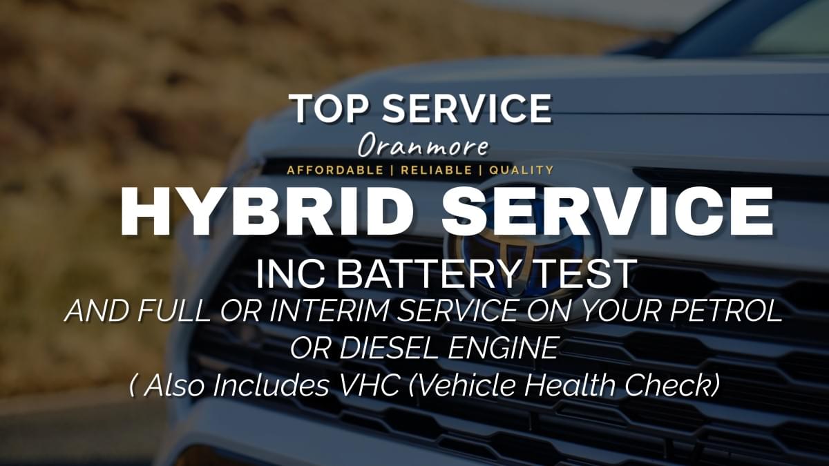 "Car undergoing full service with oil, fluids, and filter check at Top Service."