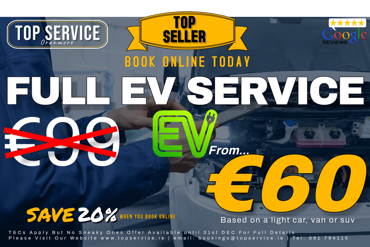 "Mechanic performing vehicle diagnostics on a car at Top Service, Oranmore."