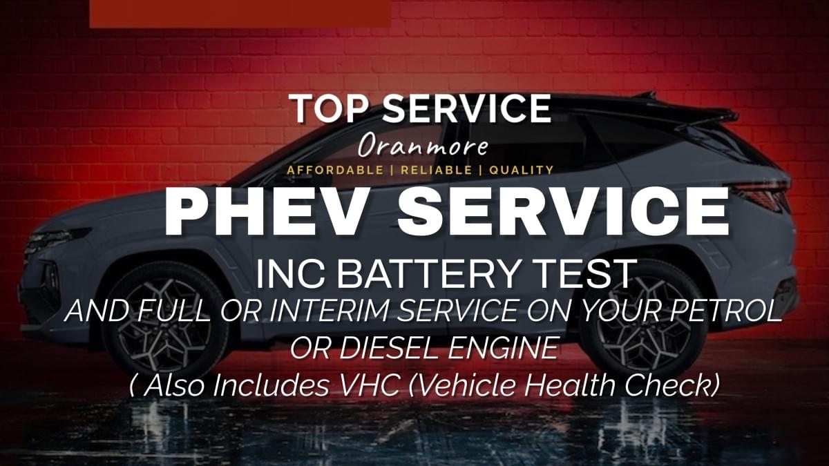 "Car undergoing full service with oil, fluids, and filter check at Top Service."