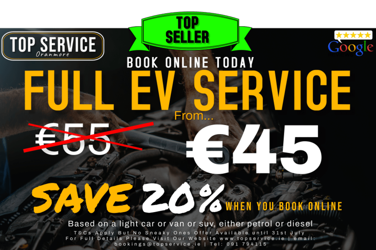 "Mechanic performing vehicle diagnostics on a car at Top Service, Oranmore."