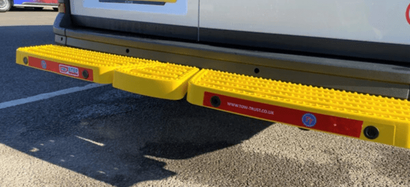 "Close-up of towbar mounted step's sturdy construction, ensuring safety and reliability."