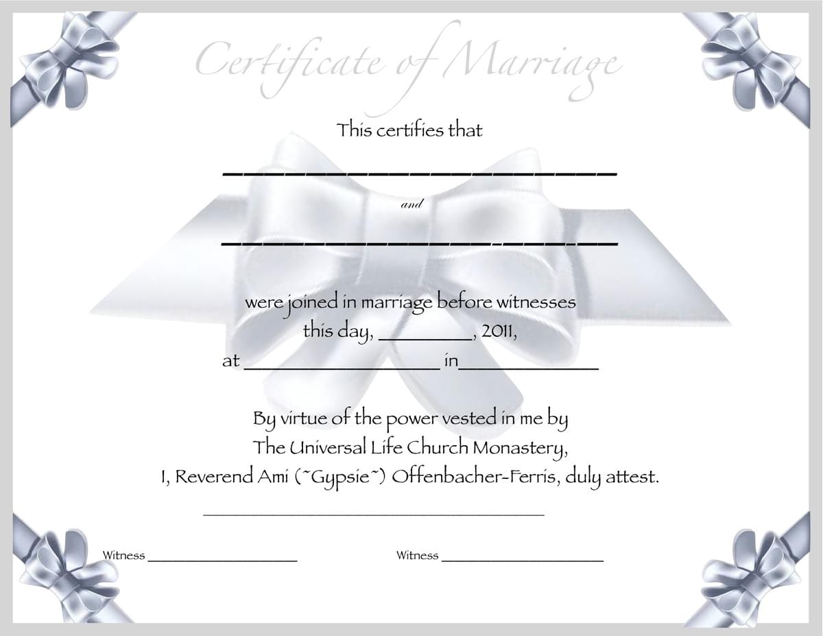 Fake Marriage Certificate Free