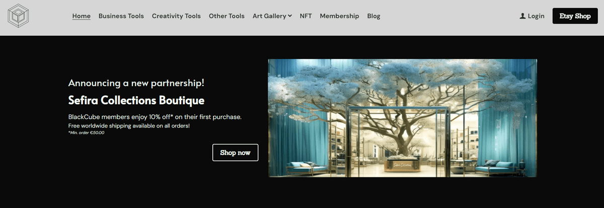 Blackcube ecommerce con Strikingly