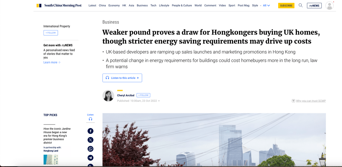 Coverage in the South China Morning Post for Charles Russell Speechlys