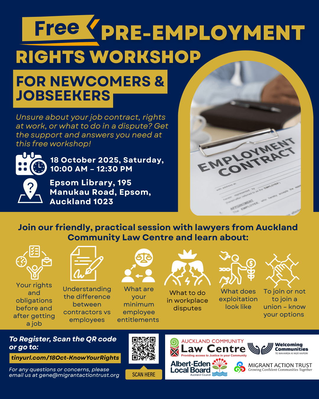 FREE Employment Rights Workshop for Newcomers & Jobseekers