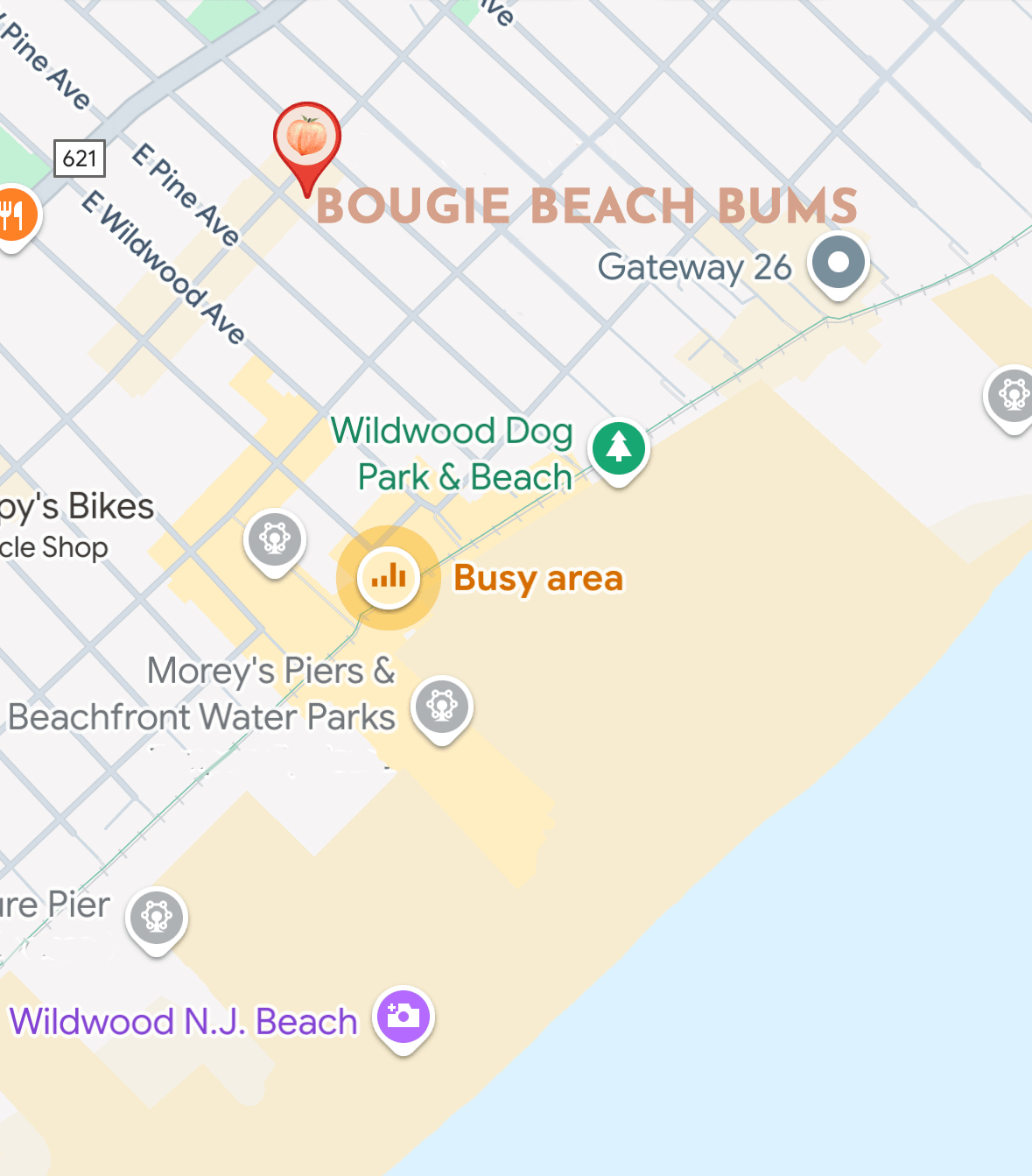 Map of Bougie Beach Bums Wildwood location Map of Bougie Beach Bums Wildwood location