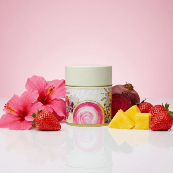 WACHA Red Botanical Matcha with hibiscus strawberry and beetroot