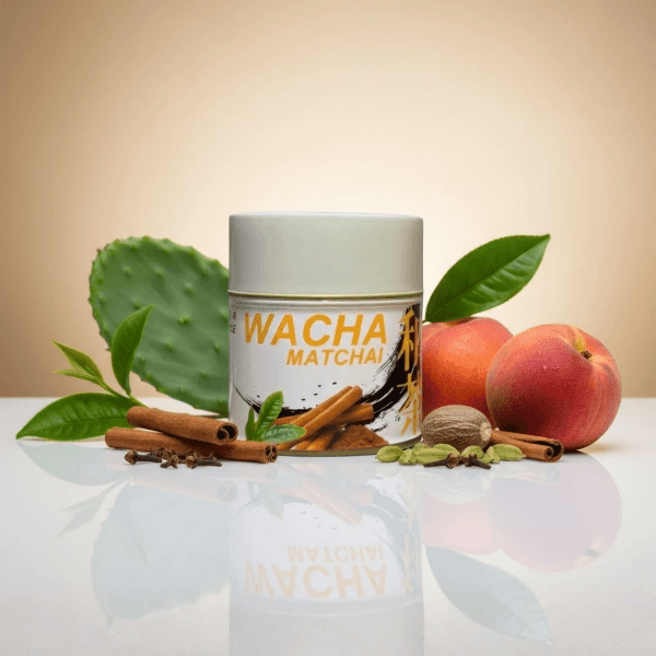 WACHA Matchai spiced matcha blend with cinnamon ginger cloves and nutmeg