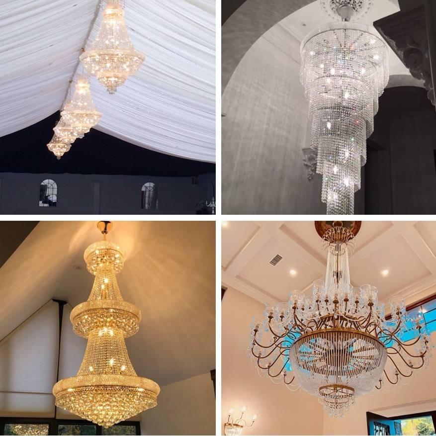 Grand crystal chandelier by Winlory creating a stunning centerpiece for wedding décor