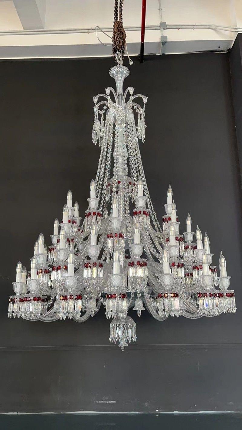 Antique 48-Light Red Baccarat Chandelier for Weddings
