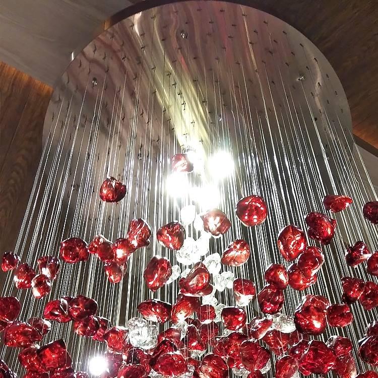 Luxury Red Glass Raindrop Flush Mount Chandelier