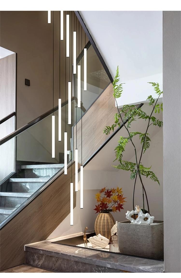 Nordic Modern Long LED Pendant Chandelier for Stairwell