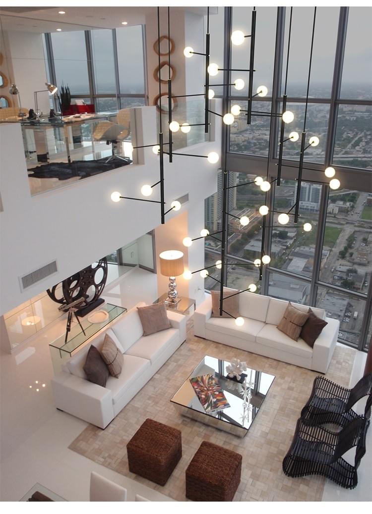 Minimalist LED Pendant Light for Duplex Stair Entry