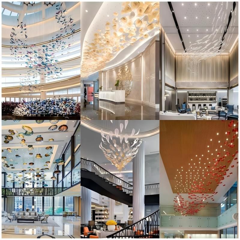 Large Art Glass Chandelier for Hotel Lobby