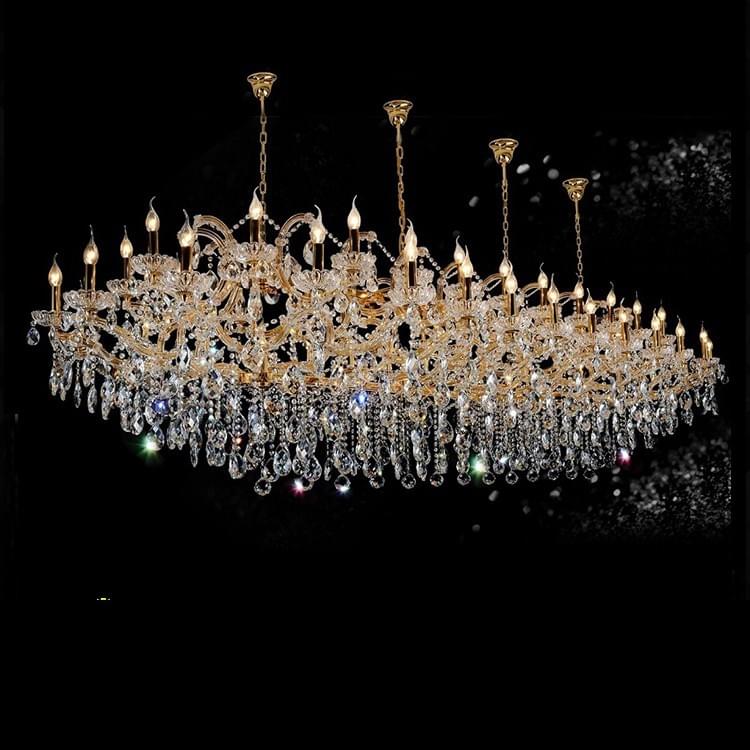 Rectangular 56-Light Maria Theresa Chandelier with candle light in gold finish