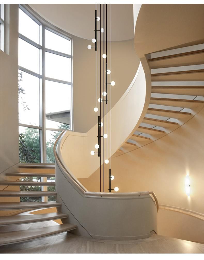 Minimalist LED Pendant Light for Duplex Stair Entry