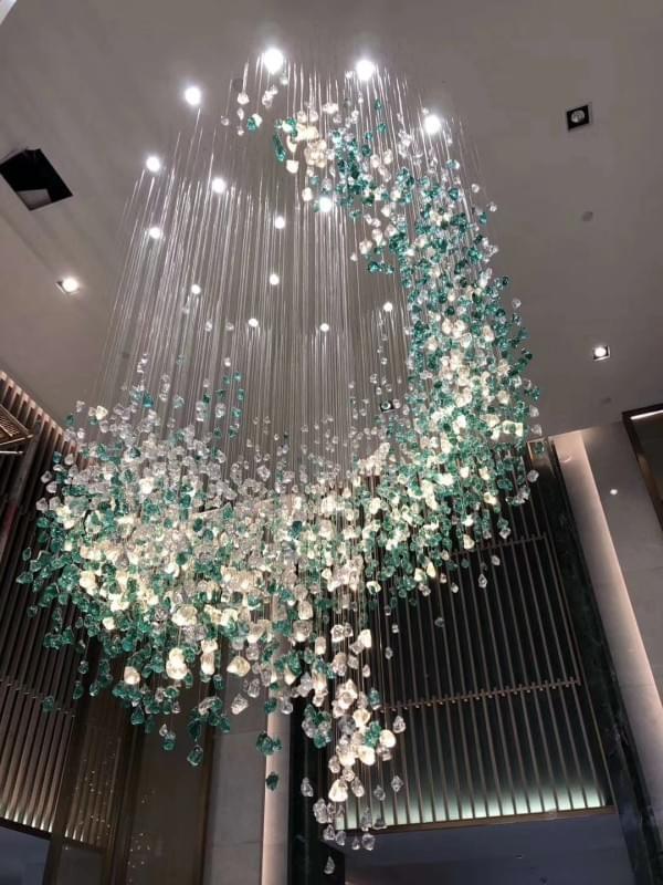 Contemporary chandelier for two-story foyers
