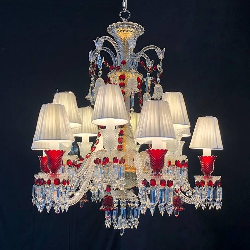 12-Light Baccarat-Inspired Chandelier with Lampshades