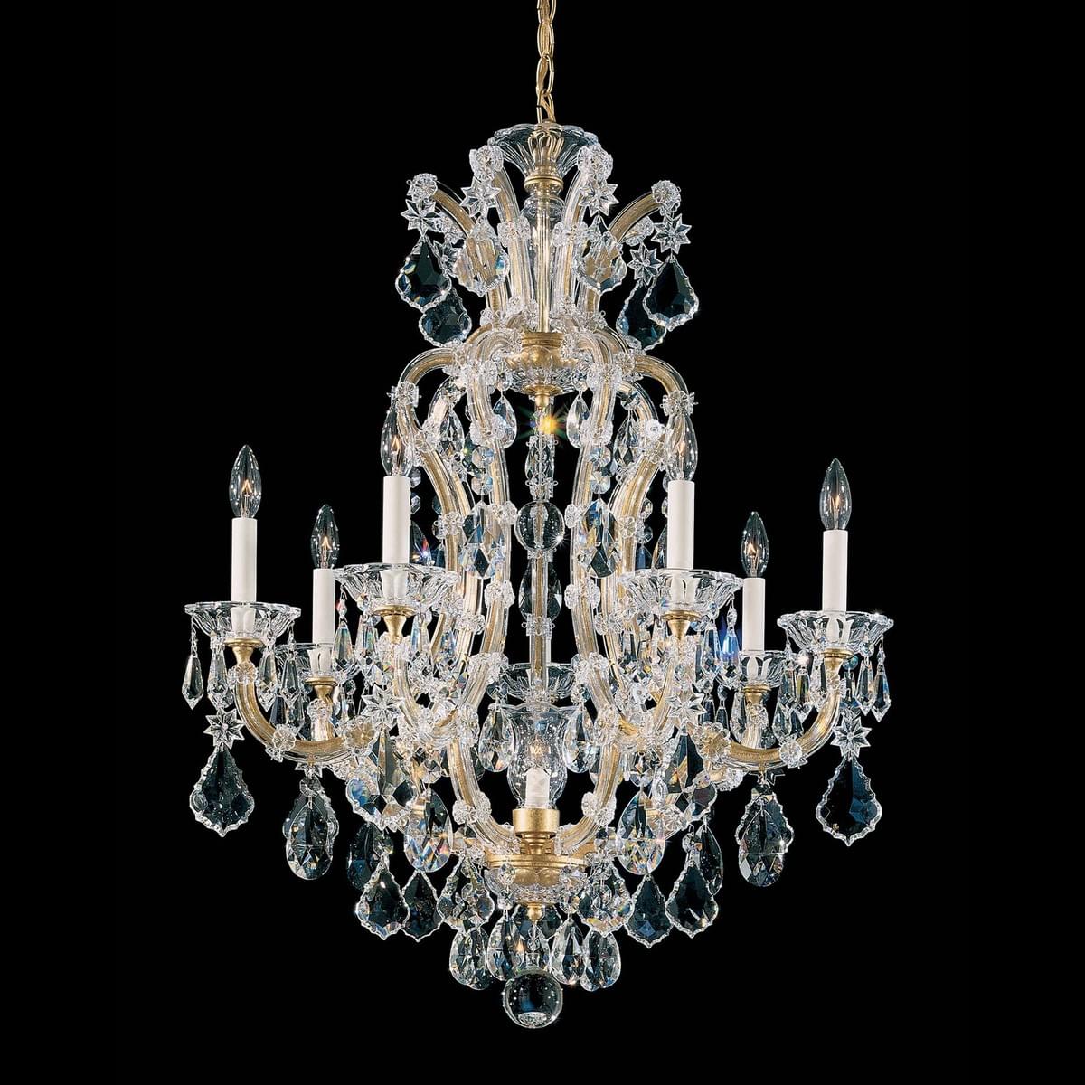 13-Light Elegant Gold Plated Maria Theresa Chandelier for closet or bathroom lighting