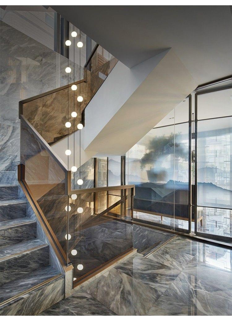 Minimalist Long Metal Tube Pendant Light for Narrow Stairwell