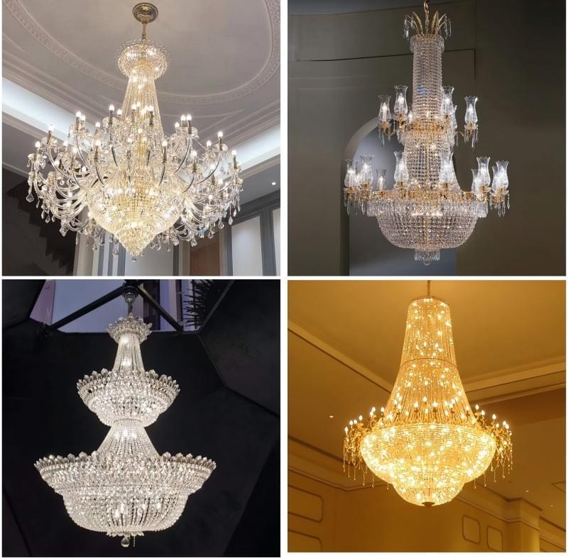 Winlory Lighting’s gold Empire chandelier with Swarovski crystal accents