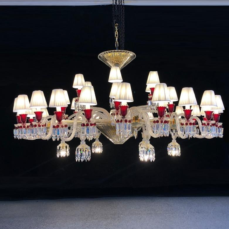 Short 36-Light Baccarat-Inspired Chandelier for Low Ceilings