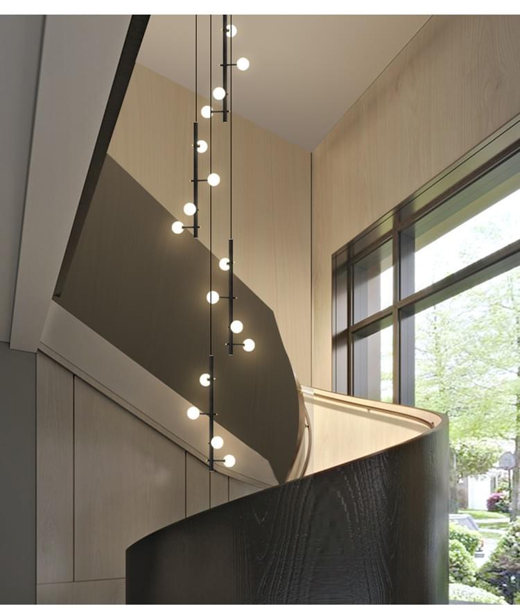 Minimalist LED Pendant Light for Duplex Stair Entry