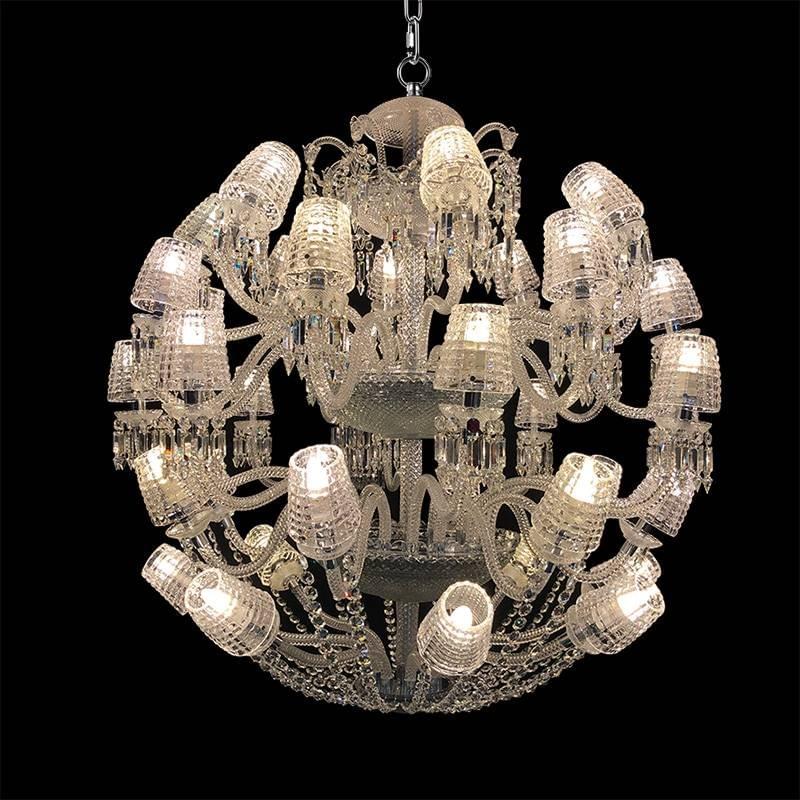 Modern 24-Light Globe Chandelier Baccarat-Inspired