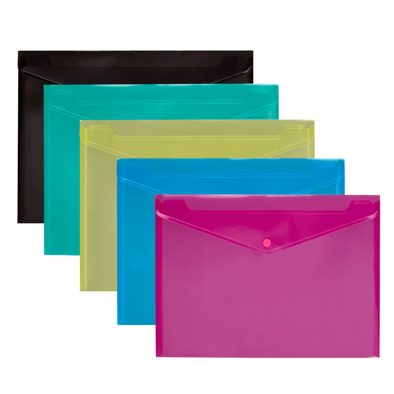  MFO-1059 Plastic Translucent Envelope Folder with Color Matched Button Closure | MIFIA Stationery