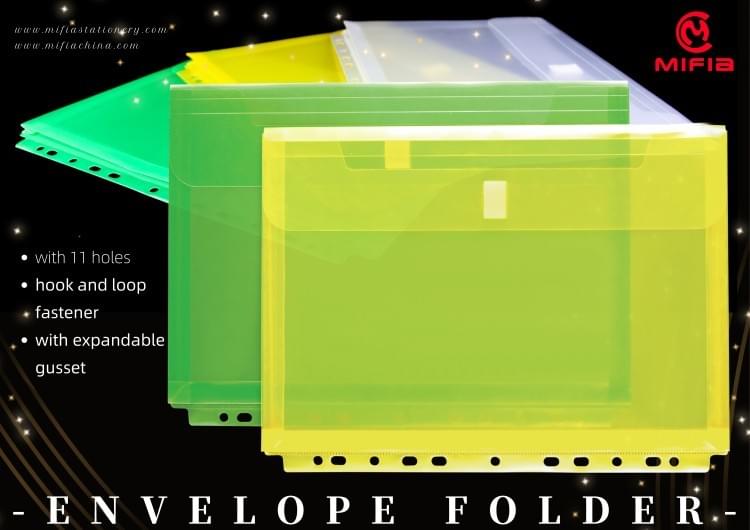 MFO-1037 Translucent 11-Hole Punched Envelope Folder with Gusset | MIFIA Stationery