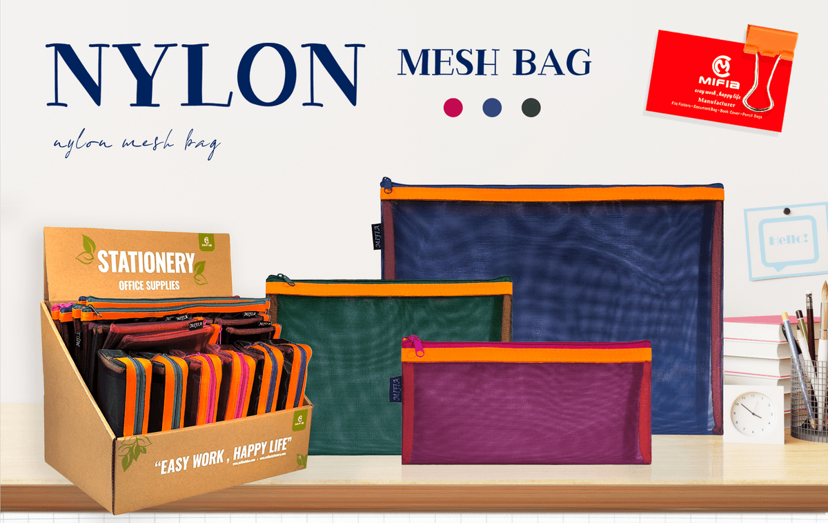MFO-8269 Cubic Nylon Mesh Bag with Eye-catching Stripe