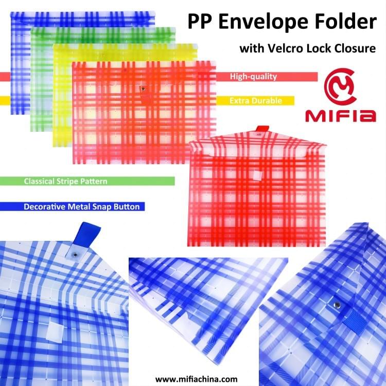 MFO-8041 Frosted PP Envelope Folder with Metal Button and Single-Color Print | MIFIA Stationery