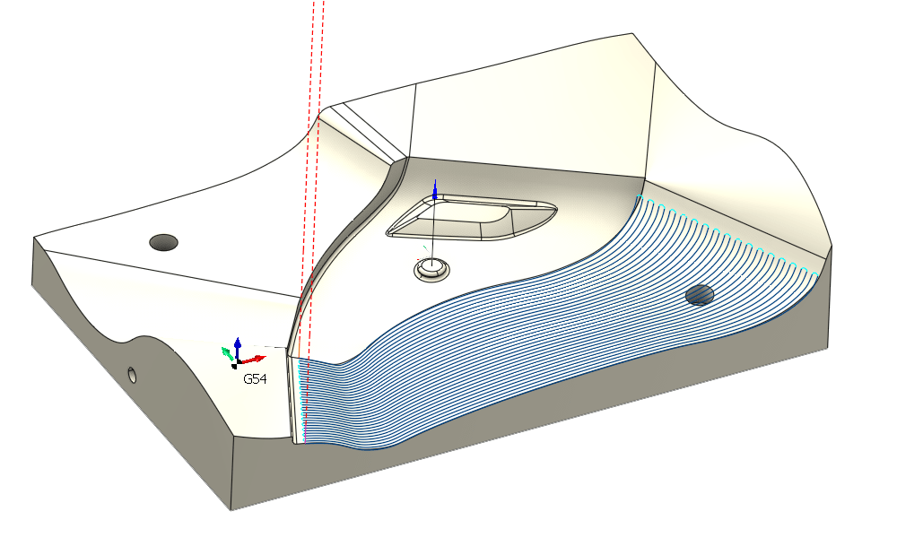 SprutCAM 兩曲線間變體加工