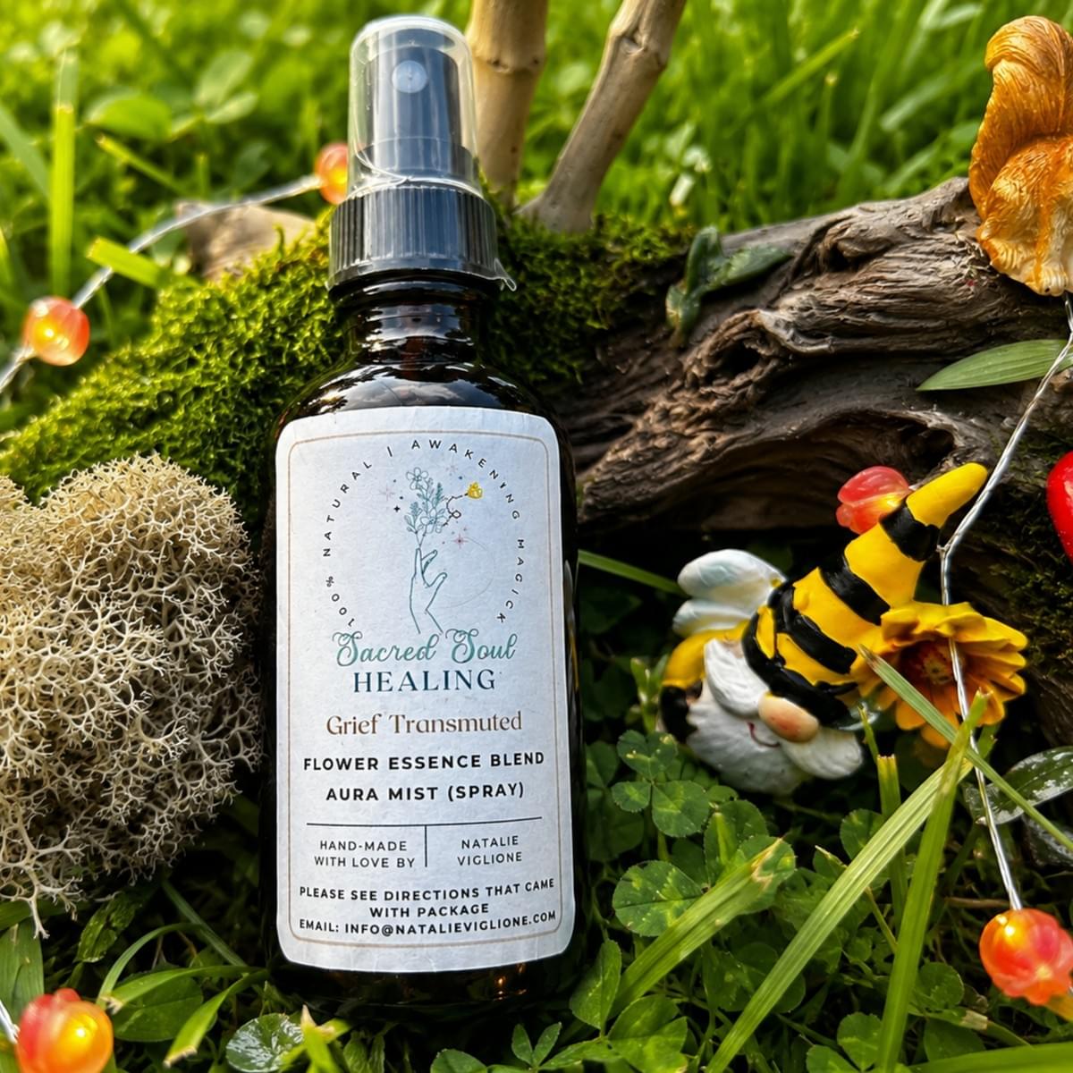 Grief Transmuted Aura Mist – lavender flower essence spray for emotional release and embodiment, Sacred Soul Plant Remedies