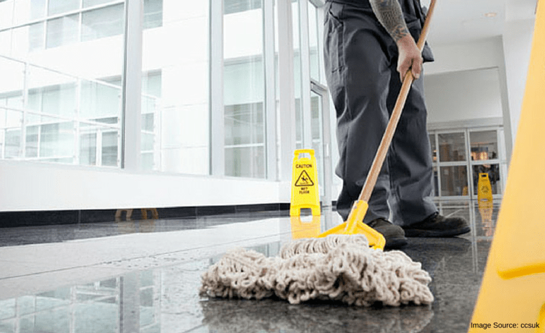 Mop with wet and then dry cloth