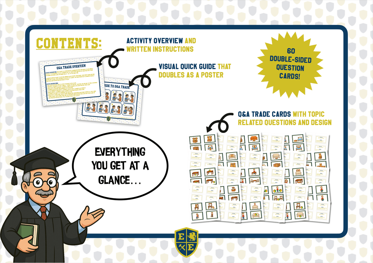 Prepositions of Place - Q&A Trade Mingle Activity Question Cards