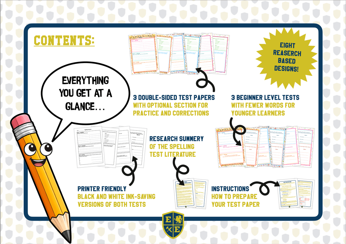 Research Based Spelling Test Templates