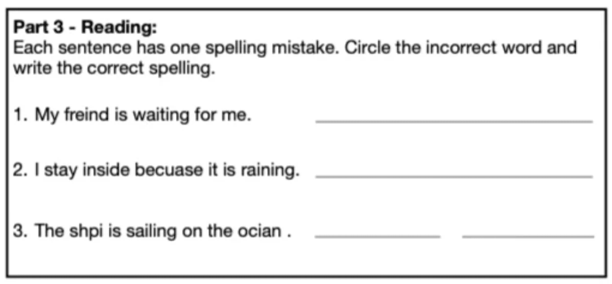Example of How To Do a Spelling Test