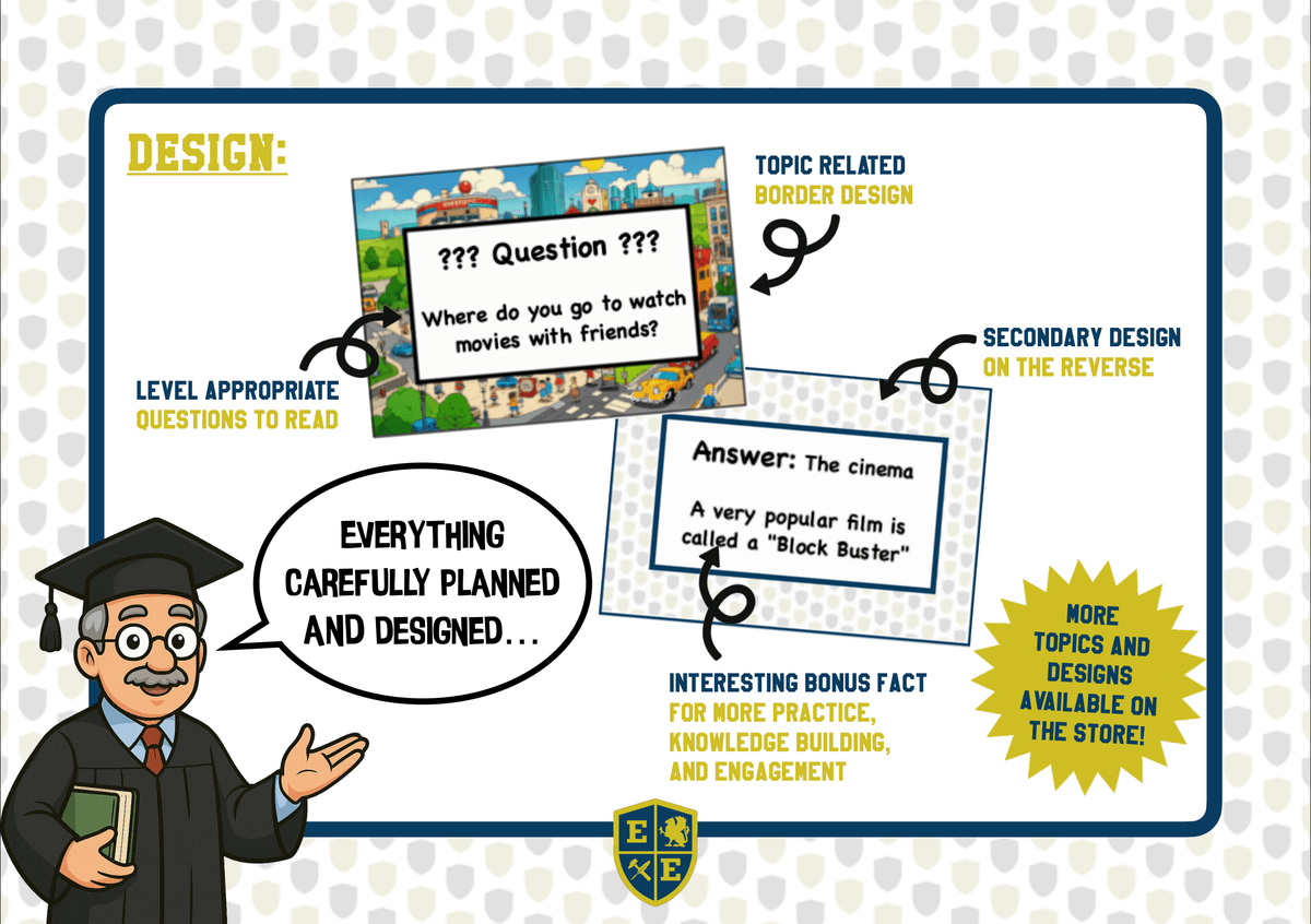 Around Town - Q&A Trade Cards - Whole Clas Mingle Activity