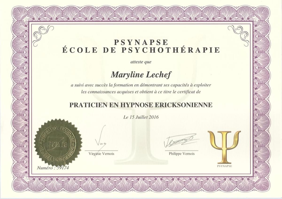 Certification de praticienne en hypnose Certification de praticienne en hypnose