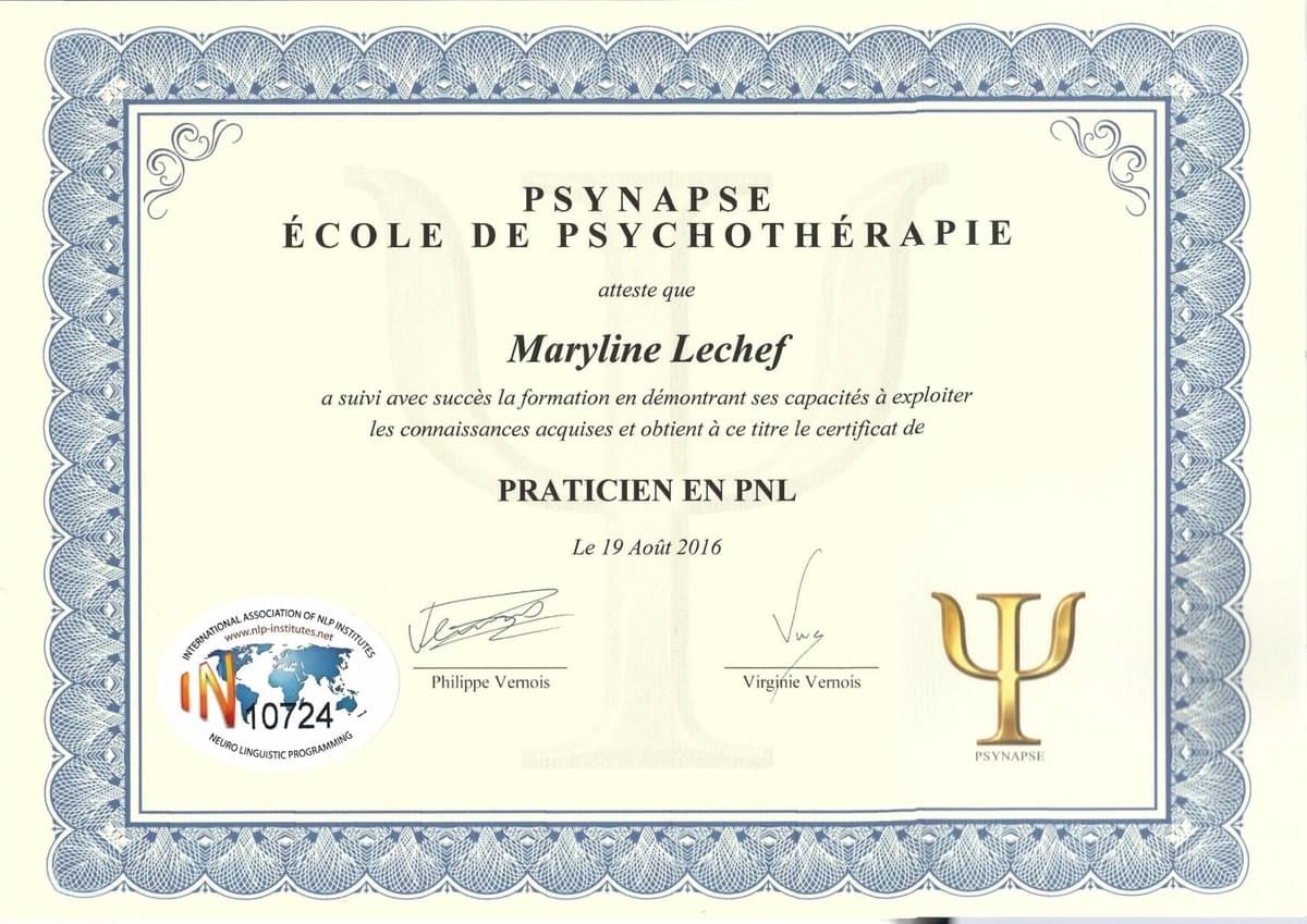 Certification en programmation neuro-linguistique Certification en programmation neuro-linguistique