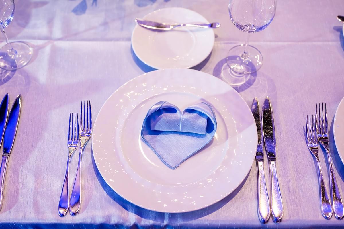 Heart table design in purple for a bat mitzvah