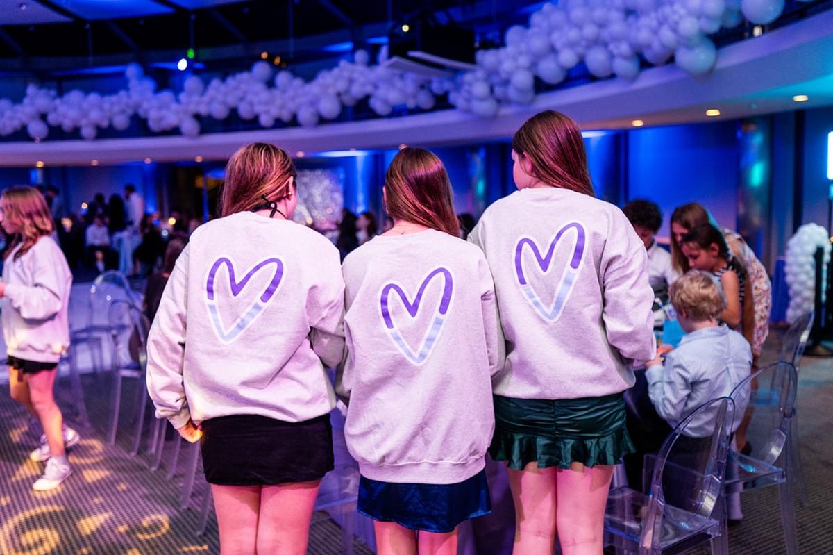 Bat mitzvah swag sweatshirts with custom logo heart on the back