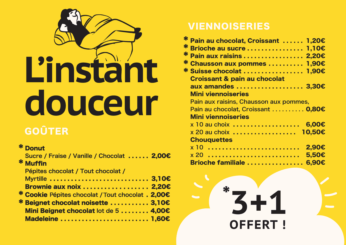 Ernest Manosque, vous propose tous les jours : 3 viennoiseries achetées = La 4ème offerte
