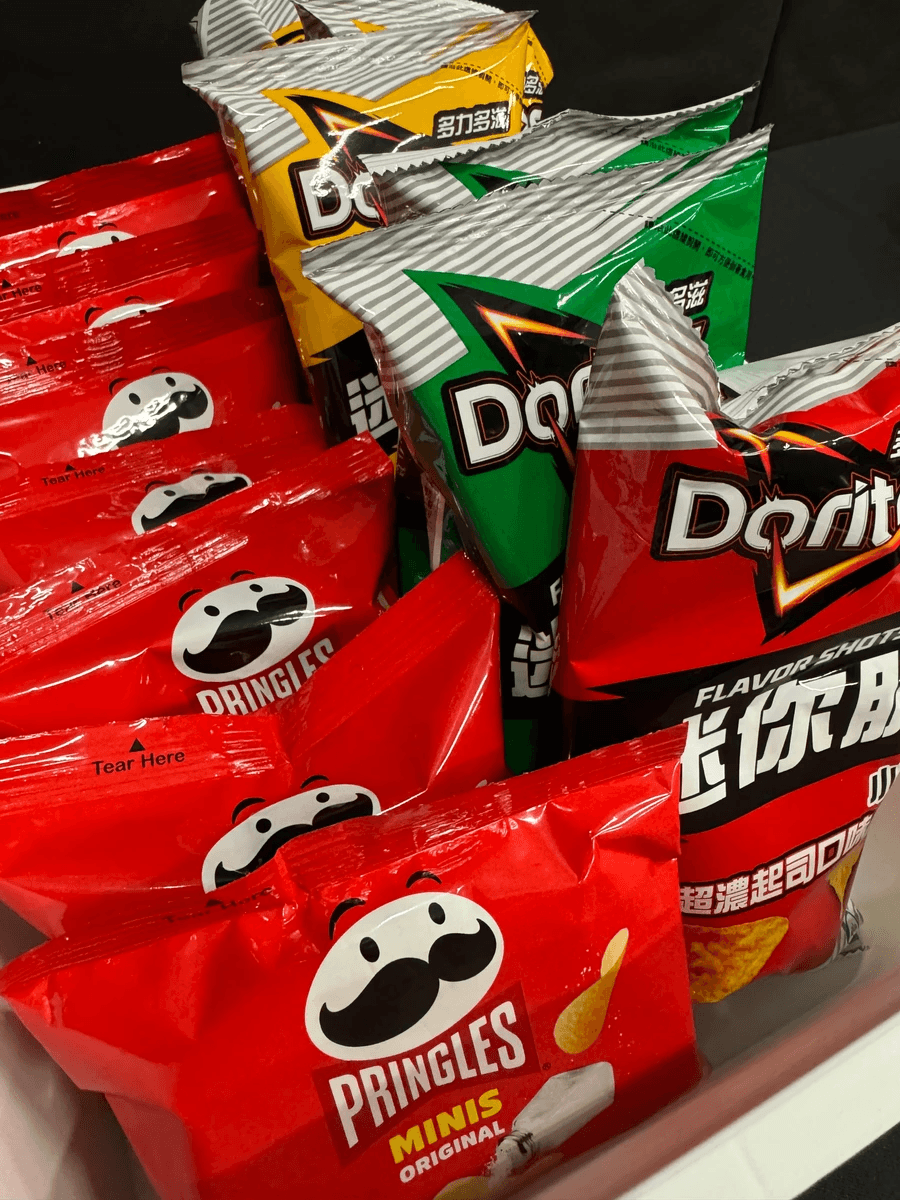 Taipei, Taiwan pringles in a bag and flavored Doritos chip snacks