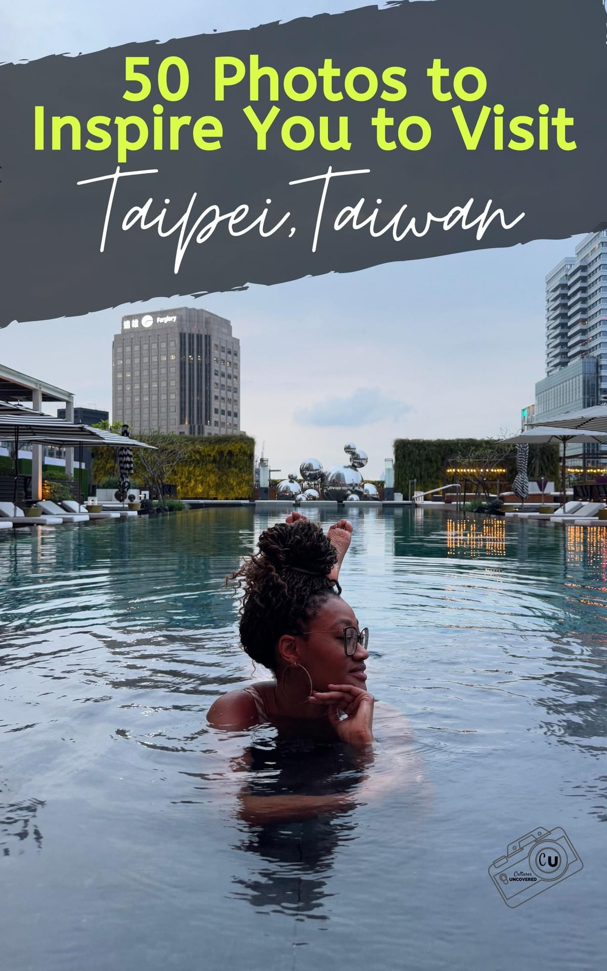 Brit Thompson in the pool at The W Hotel Taipei Taiwan