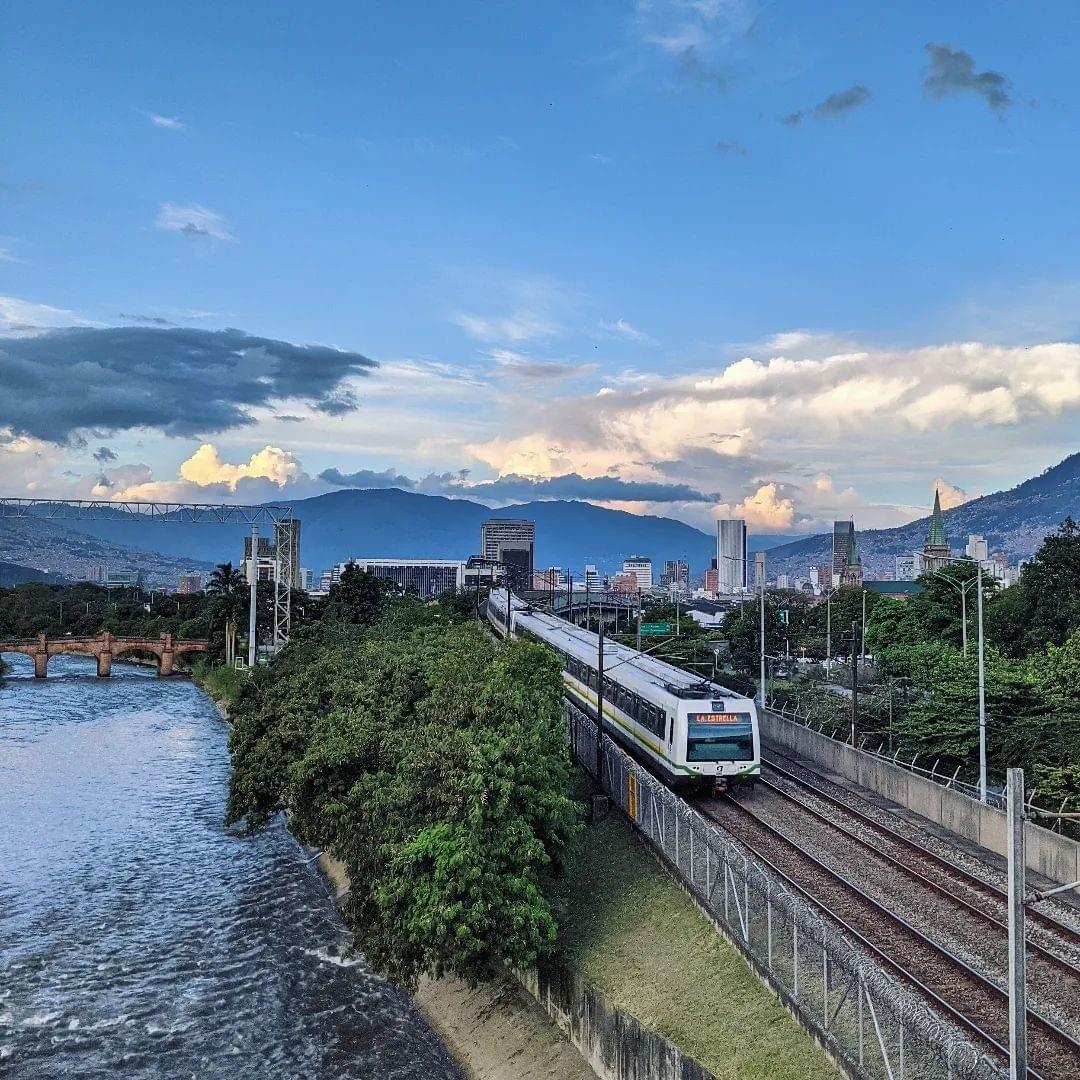 Medellín Metro traveling along the river