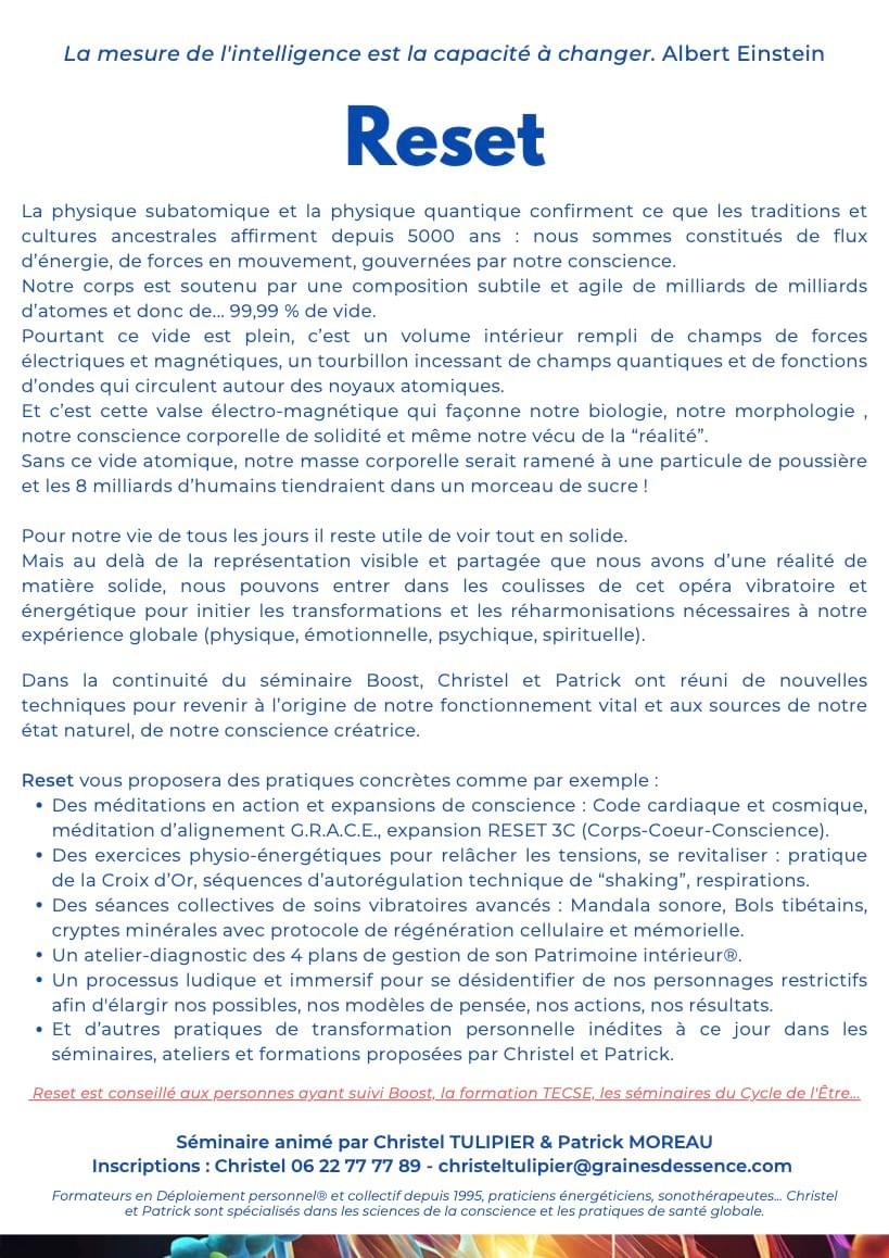 Reset du 03 au 05 octobre 2025  - Nueil-sous-Faye (86200 - Centre Val de Loire)